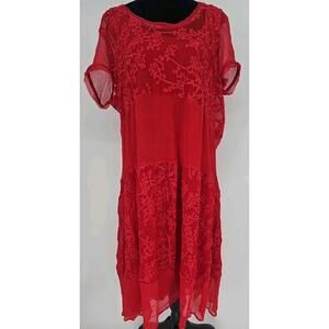 Soft Surroundings Ariela Silk Dress‎ Large Lace Overlay Whimsygoth Feminine